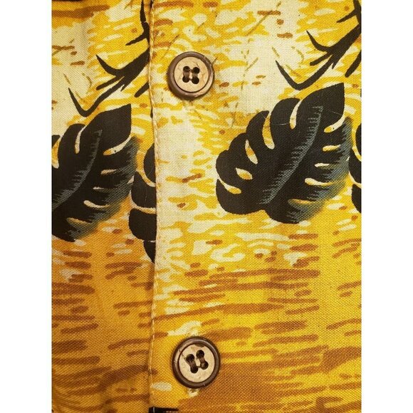 Colo Wear Means Size Large Yellow Black Hawaiian Short-Sleeve Button Front Shirt - Picture 4 of 5